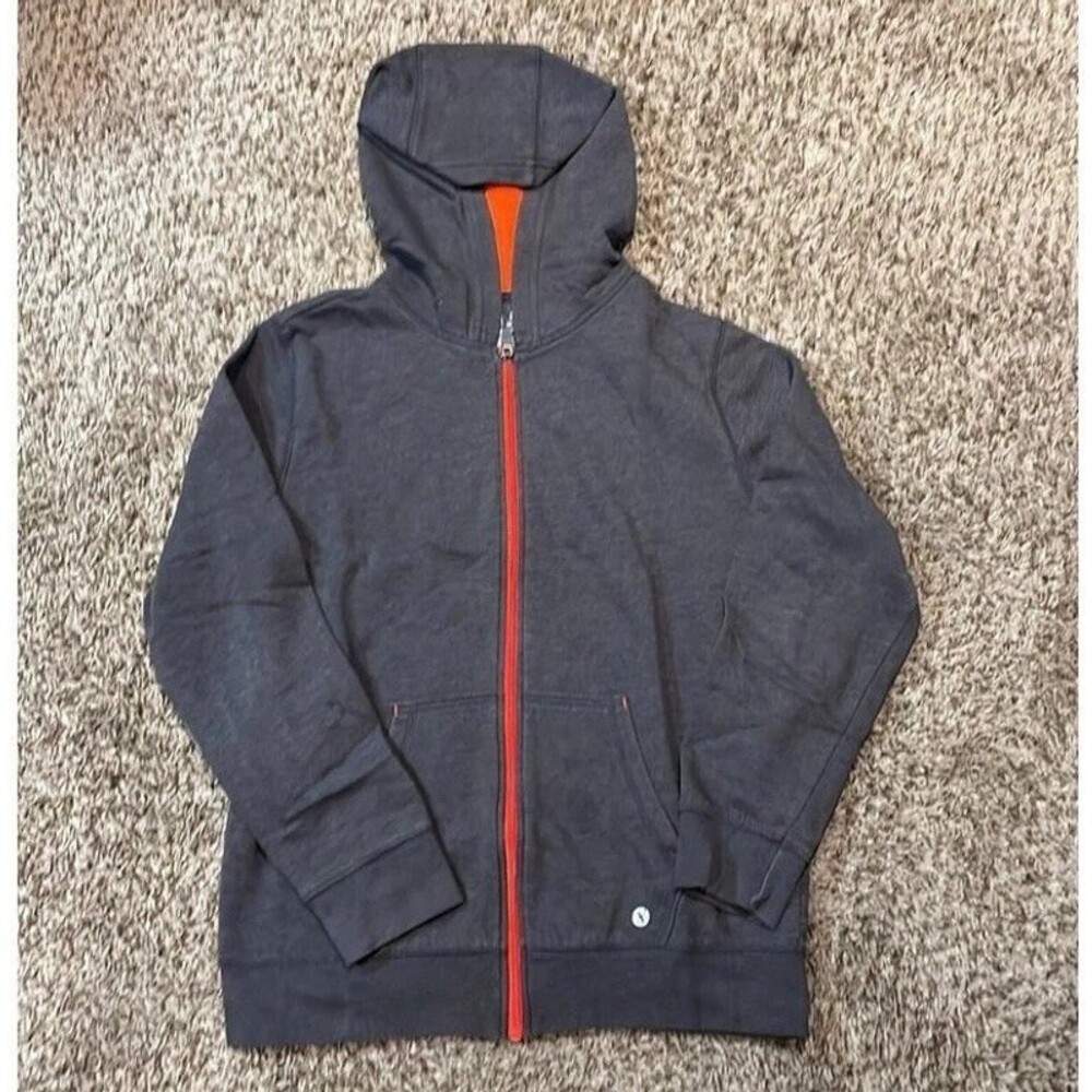 Xersion Grey Orange Full Zip‎ Sweater Hoodie Boys Size 14/16 Large